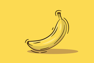 Vector flat banana on yellow background