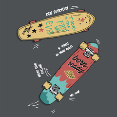 skateboard illustration and type for print