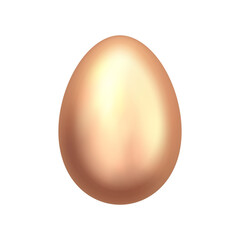 Golden Easter Egg Isolated on White Background. Realistic eggshell. 3d decorative object for easter design. 3D vector illustration