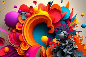 Abstract 3D Colorful Beautiful Wallpaper Generative AI