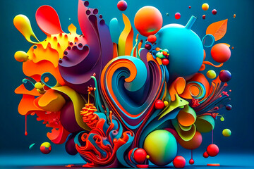Fototapeta na wymiar Abstract 3D Colorful Beautiful Wallpaper Generative AI