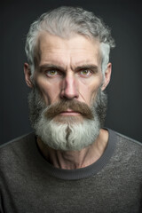 Face portrait of a serious caucasian man looking to camera.