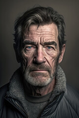 Obraz premium Face portrait of a serious caucasian man looking to camera.