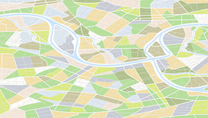 Location tracks dashboard. Isometric town roadmap. City streets and blocks, route distance data, path turns and destination tag or mark. City top view. Isometric