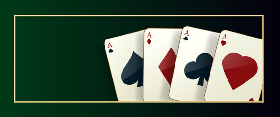 Royal flush in spades on dark green background. Vector illustration for online casino, gambling poker game - obrazy, fototapety, plakaty