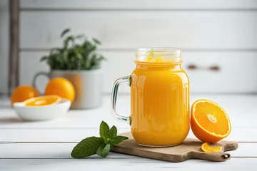 Foto op Canvas Fresh orange juice, Generative AI © olgayakovleva