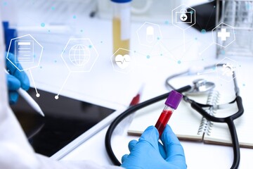 blood sample to analyze in the laboratory