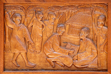 Namugongo catholic martyrs' shrine, Kampala. Church door relief. Uganda.