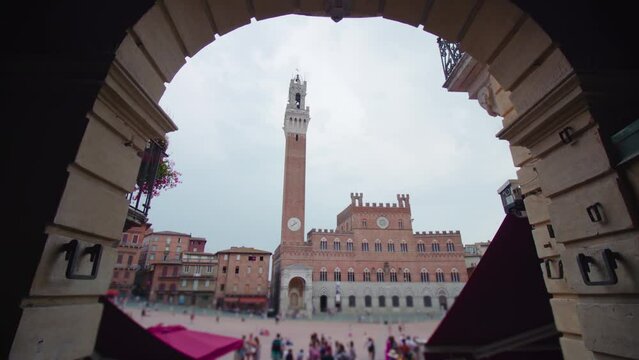 Mangia tower in Campo square in Siena