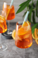 Glasses with aperol spritz cocktail