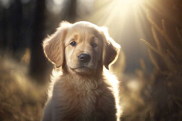 Golden Retriever puppy, Generative AI