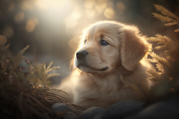 Golden Retriever puppy, Generative AI