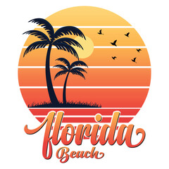 Florida Miami Beach T-shirt Design Vector Illustration