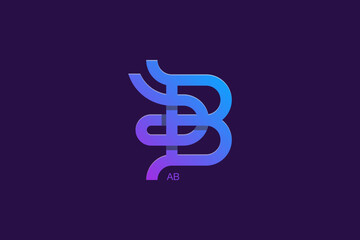 Letter A and B Monogram Logo Design Vector