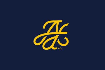 Letter A and D Monogram Logo Design Vector