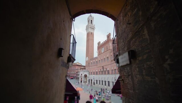 Mangia tower in Campo square in Siena