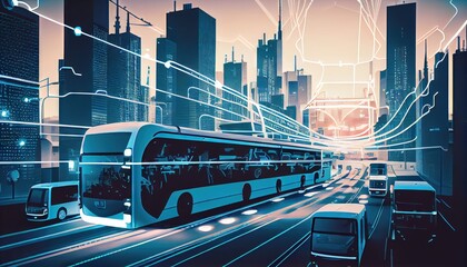 The green and clean city of the future. Smart city concept. Background for marketing or blog. Generative AI