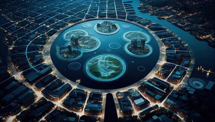 The green and clean city of the future. Smart city concept. Background for marketing or blog. Generative AI