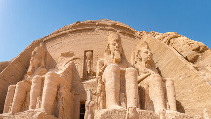 Abu Simbel, Egypt; February 14, 2023 - A spectacular view of the Great Temple Of Ramses II, Abu Simbel, Egypt.