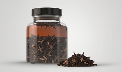  a glass jar filled with lots of dirt next to a pile of dirt.  generative ai