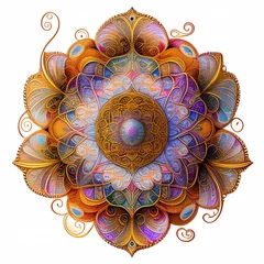 Fototapeten Flower mandala pattern. Generative AI. © Embezoo