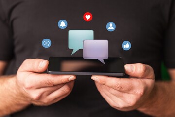 Person use a smartphone with social media image