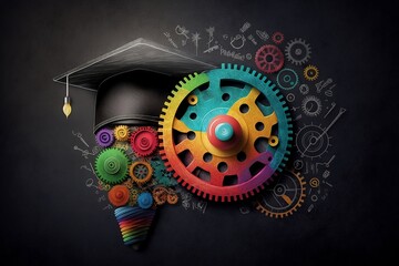 Colourful Graduation Collage - Science Math Stem Ideas Growing Univeristy - generative ai