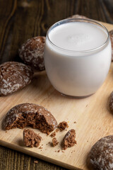 Fresh chocolate gingerbread and mill milk