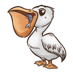 Vector illustration of Cartoon pelican