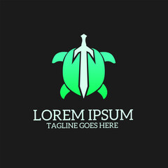 turtle sword logo template simple design