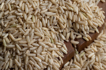 Unprocessed healthy dark rice, close up