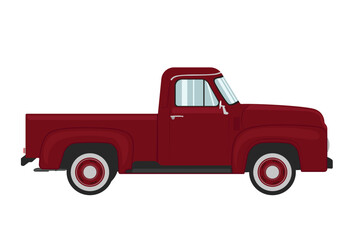 Fototapeta na wymiar Old Pickup Truck Illustration, Utility Car Carrier Vehicule Flat Design
