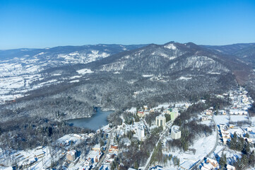 Fototapeta na wymiar Sovata resort - Romania seen from above in winter