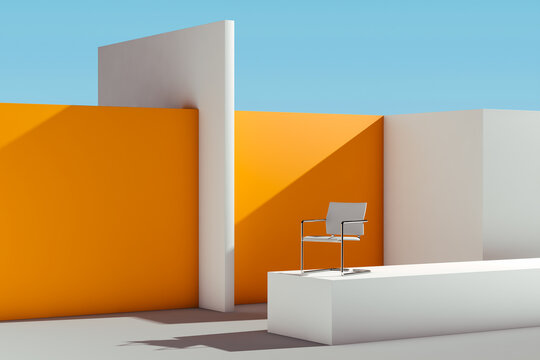 Modern minimalist space with a chair