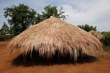 Fototapeta na wymiar House with a thatched roof. Uganda.