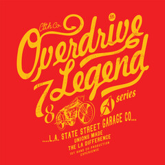 motorcycle illustration and type for print