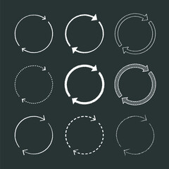 黒板にチョーク風 巴型の矢印 プロセス、循環、繰り返し、サイクル - 2段階