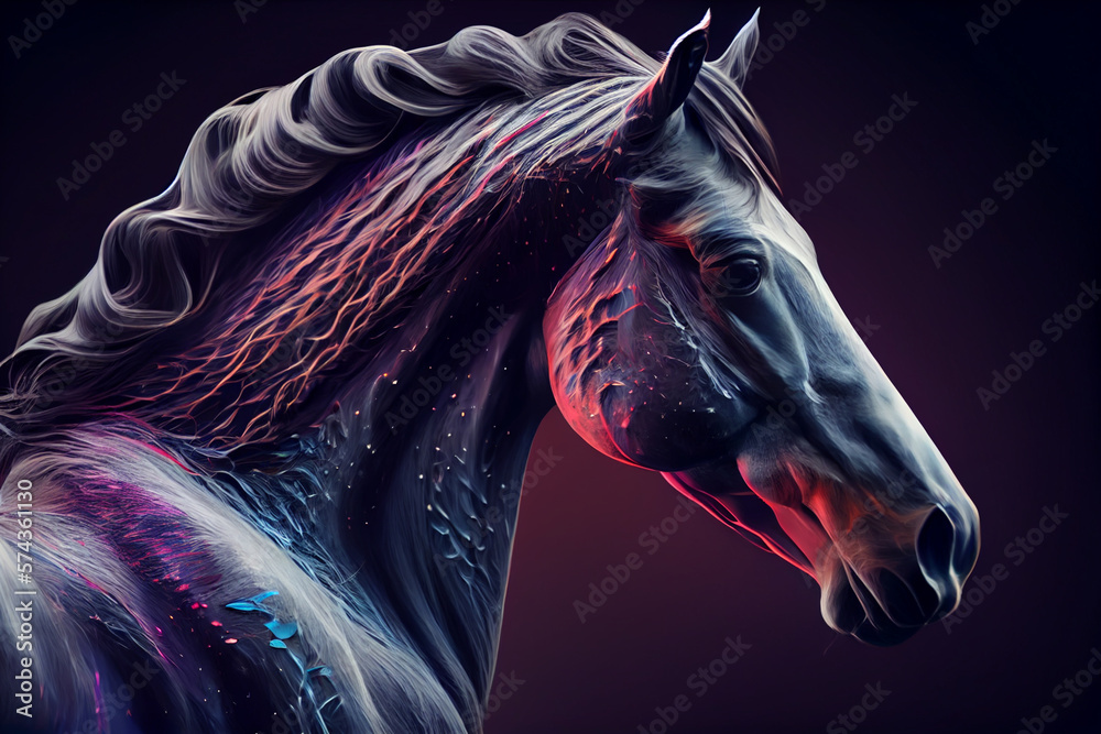 Poster beautiful abstract horse background. generative ai technology.