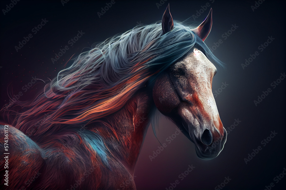 Poster beautiful abstract horse background. generative ai technology.