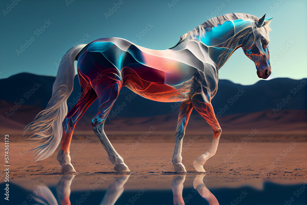 Poster beautiful abstract horse background. generative ai technology.