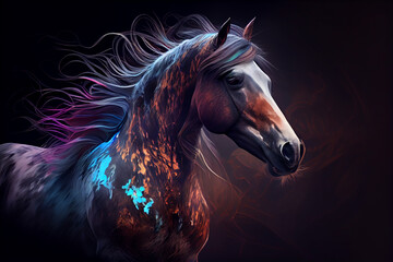 Naklejka na ściany i meble Beautiful abstract horse background. Generative AI technology. 