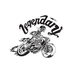 motorcycle illustration and type for print