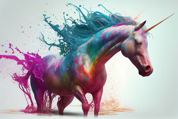 Plakat Beautiful abstract Unicorn background. Generative AI technology