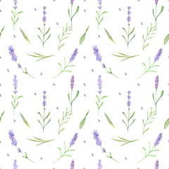 Watercolor seamless pattern Lavender Arrangement Clipart hand drawn