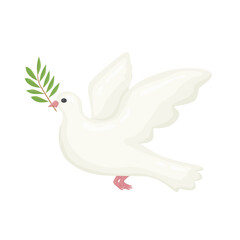 white dove with olive twig, symbol of peace, freedom and Holy Spirit -vector illustration