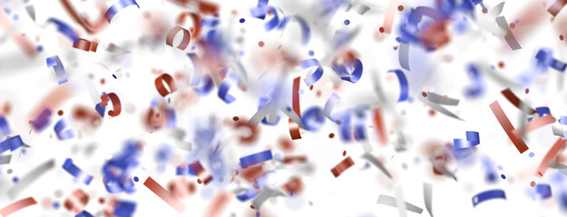 Confetti - A blue glitter confetti border with red and blue Confetti on white