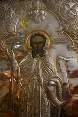 Obraz premium St. Savos (Savvas) 's church iconostasis relief. Saint Savvas. Nicosia. Cyprus.