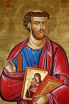 Church of Archangel St Michael Trypiotis. St Luke icon. Nicosia. Cyprus.