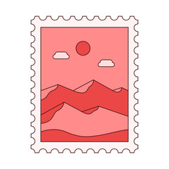 Desert Postage Stamp Illustration