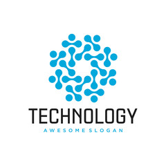 Technology Logo Template Design Vector, Emblem, Design Concept, Creative Symbol or Icon